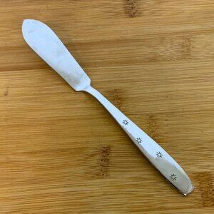 Vintage Seibu Starburst Pattern Butter Knife Stainless Steel Mid Century Japan